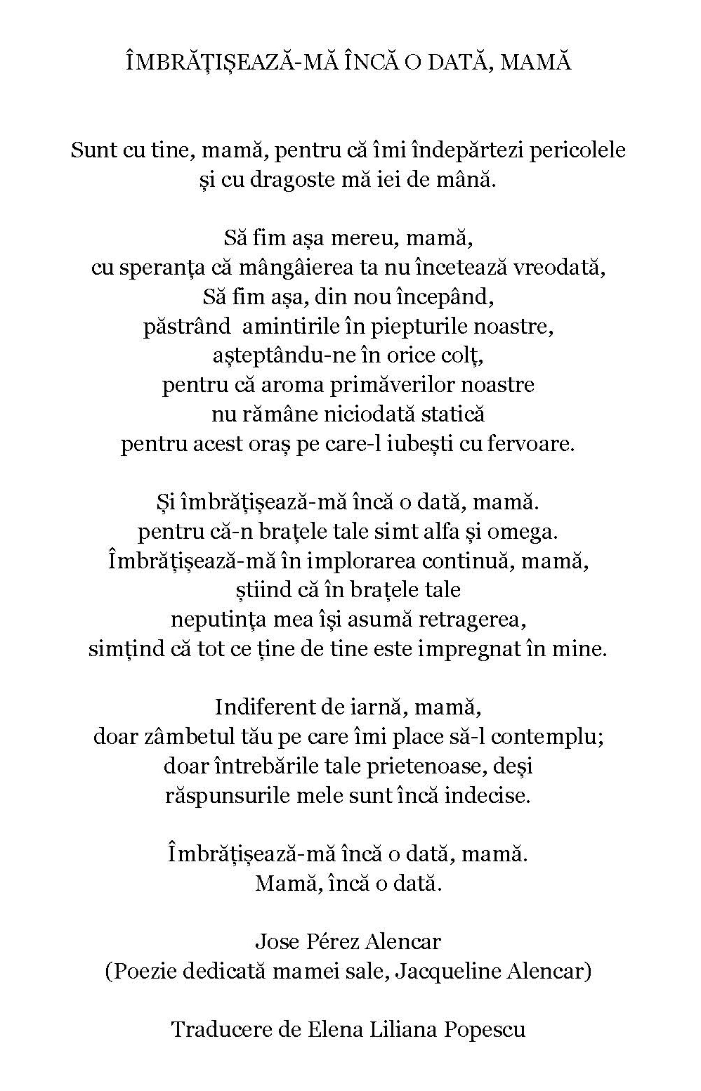 &lsquo;Abr&aacute;zame una vez m&aacute;s, madre&rsquo;, traducido al rumano por Elena Liliana Popescu | Imagen 4