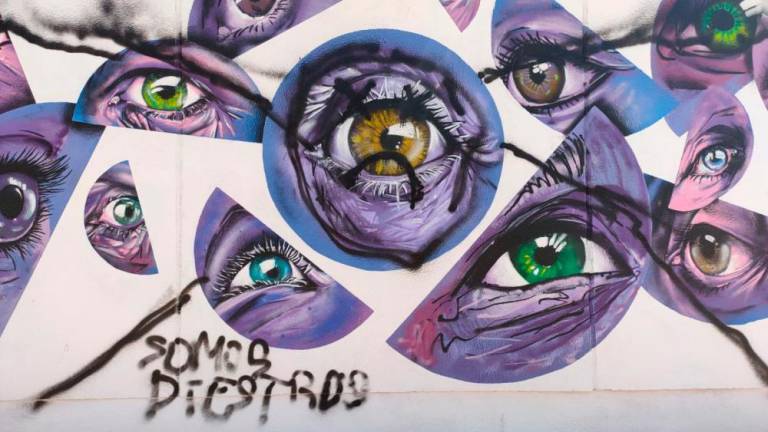 Foto 2 - Atacado el mural contra la violencia de género creado por jóvenes mirobrigenses en Rollán  
