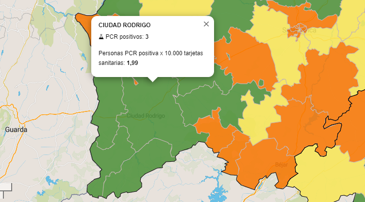 Foto 1 - La Zona de Ciudad Rodrigo, en verde por 1ª vez desde septiembre al sumar sólo 3 positivos en 7...
