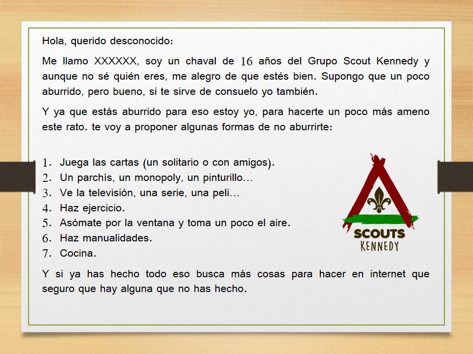 Los Escultas del Grupo Scout escriben cartas a los trabajadores m&aacute;s activos durante estas semanas  