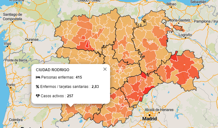Foto 1 - Sube en 5 el número total de casos en la Zona de Ciudad Rodrigo, pero se reduce en 13 el de...