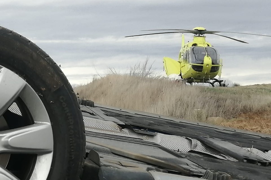 Accidente en la carretera SA-605. Foto: Helicóptero Medicalizado Salamanca