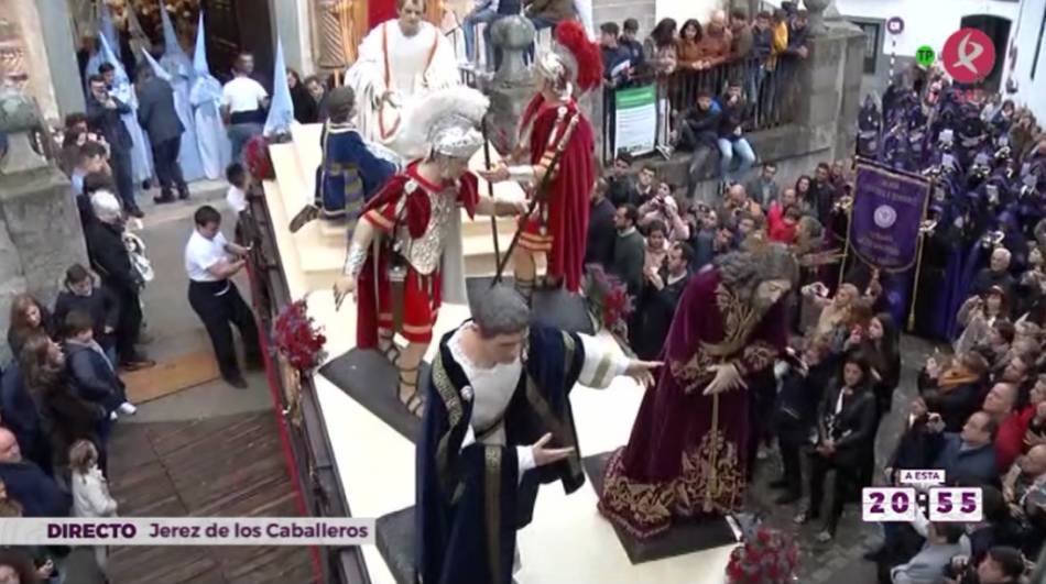 Intervención de la Banda en una procesión en Jerez de los Caballeros en 2019
