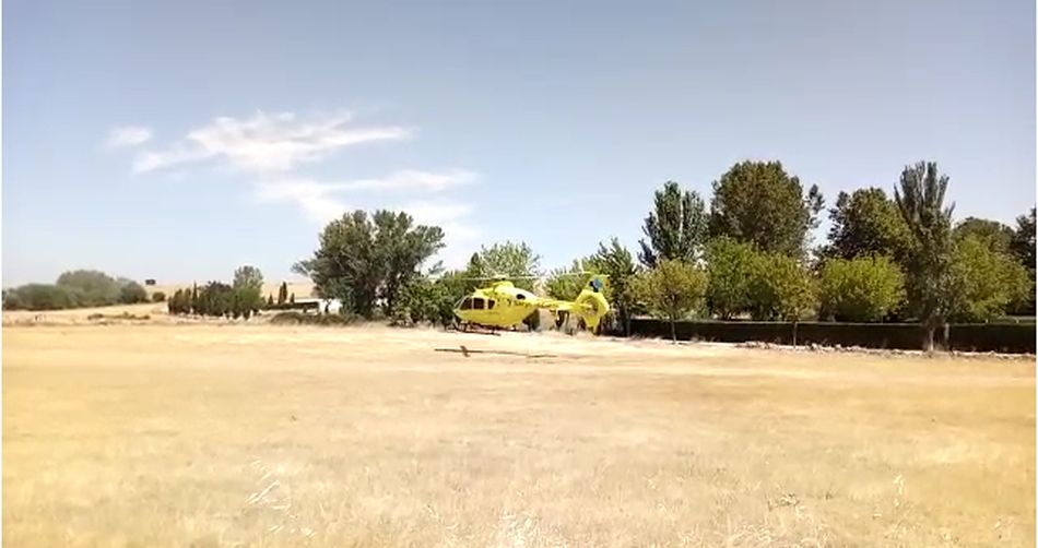 El herido fue trasladado en helicóptero al Complejo Hospitalario de Salamanca
