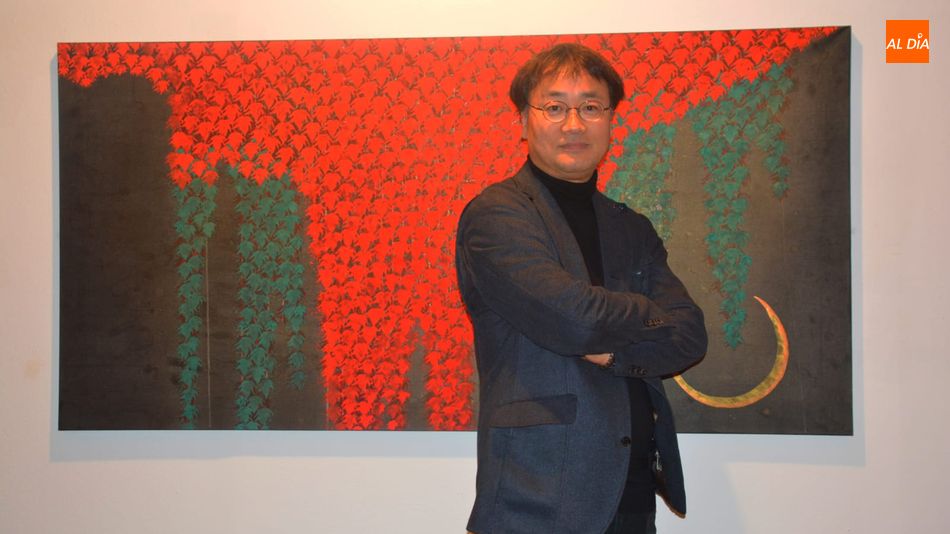 El artista japonés Hiromitsu Katō, en la inaguración de la exposición. Foto: Lydia González