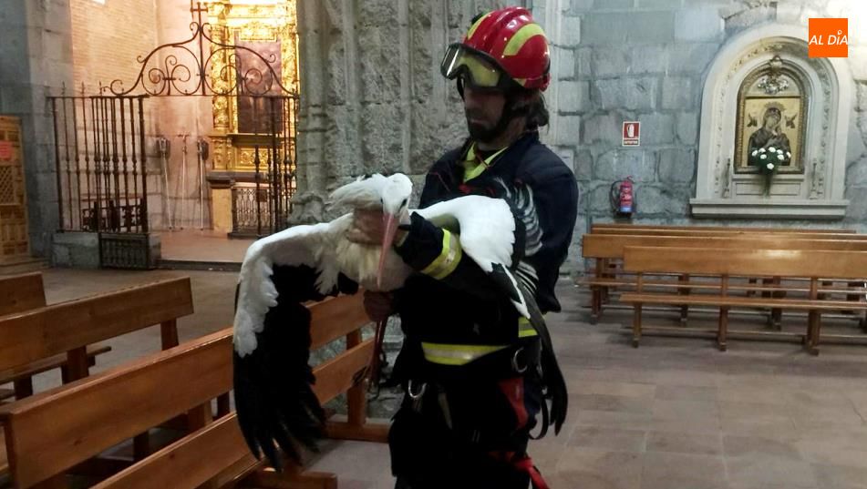 Uno de los Bomberos de la Diputación de Salamanca que intervenía en este rescate