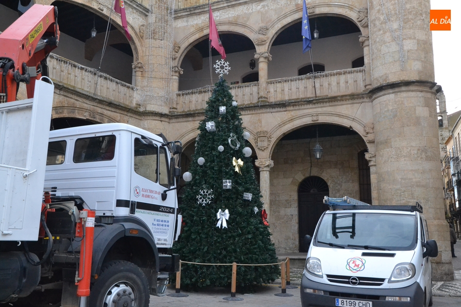 Foto 4 - Colocado el Árbol de Navidad de la Plaza Mayor, que estrena posición  