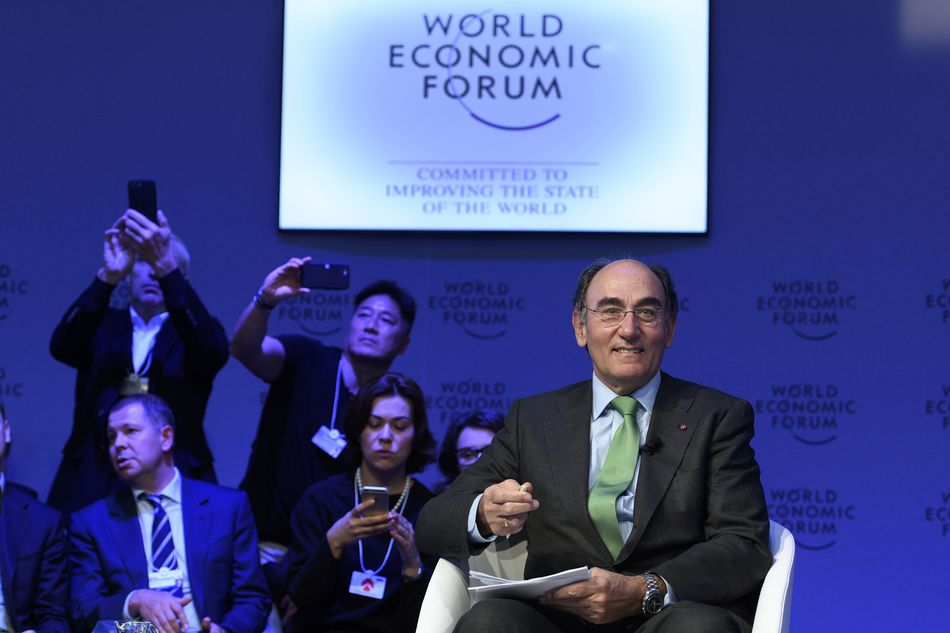 El presidente de Iberdrola, Ignacio Galán, en su intervención en el Foro Davos