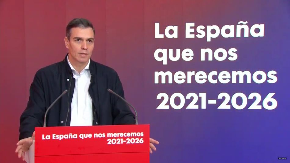 Pedro Sánchez esta mañana en la presentación del plan - PSOE