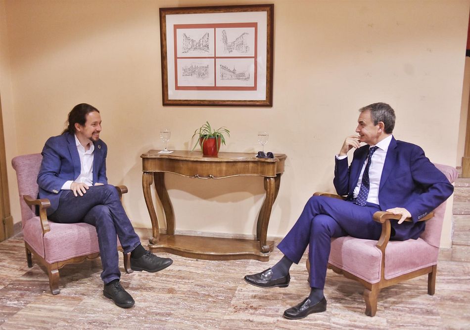 El vicepresidente segundo, Pablo Iglesias, se reúne con el expresidente del Gobierno José Luis Rodríguez Zapatero, en El Escorial - DANI GAGO/PODEMOS - Archivo