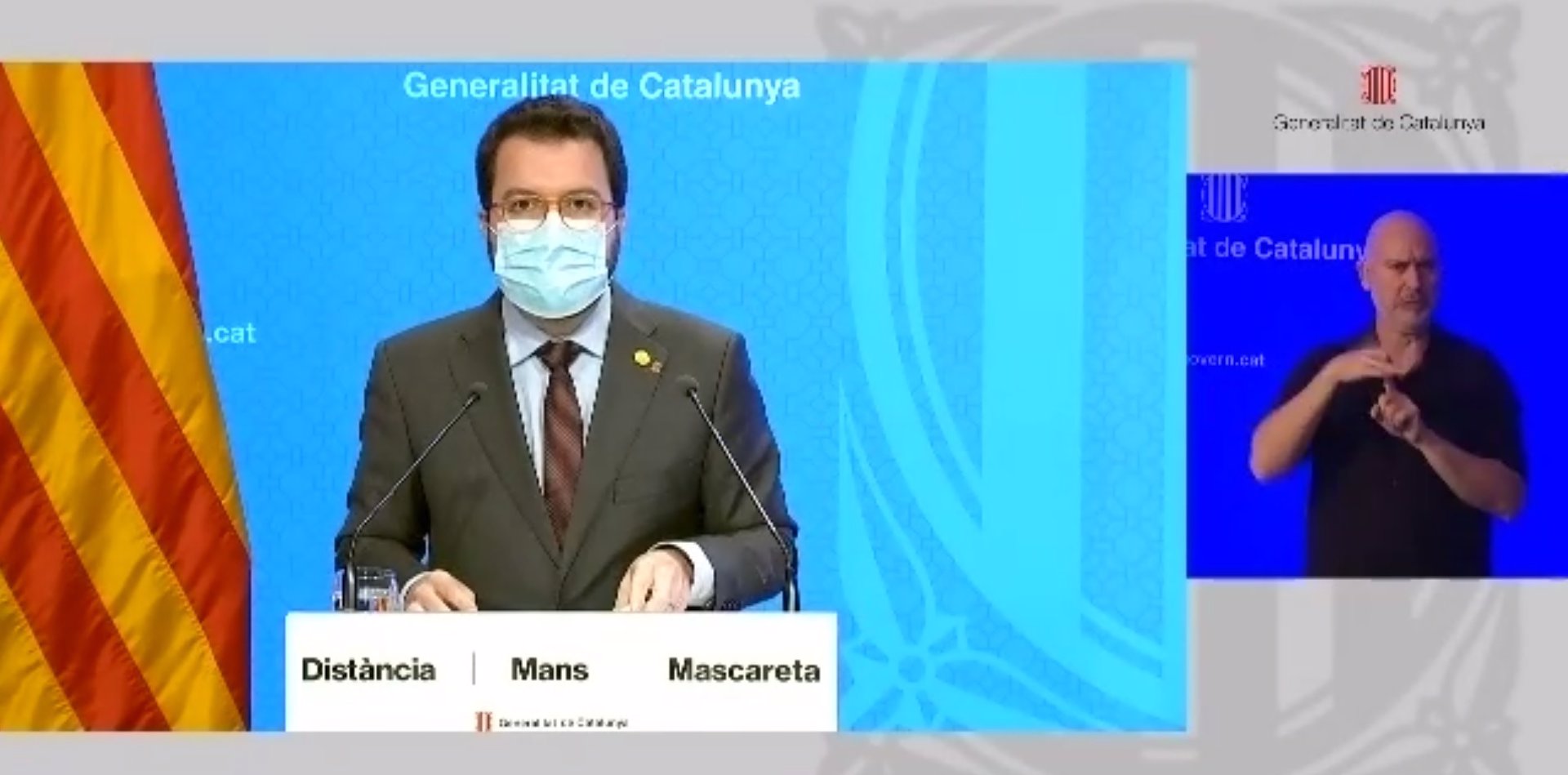 El vicepresidente de la Generalitat, Pere Aragonès, en rueda de prensa telemática