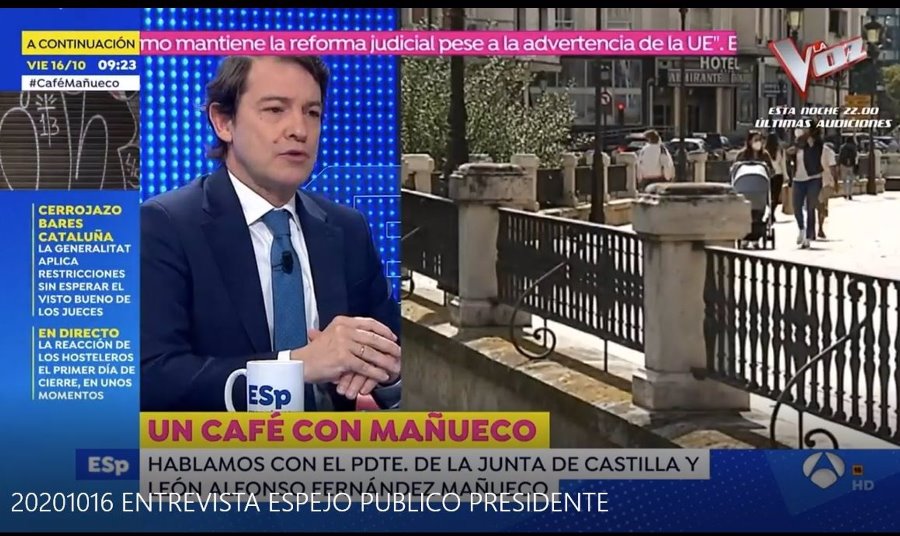 El presidente de la Junta, Alfonso Fernández Mañueco, en una entrevista concedida al programa 'Espejo Público' de Antena 3