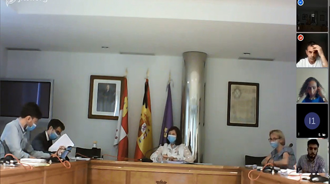 Imagen de la sesión del Pleno Ordinario Telemático celebrada este jueves en el Ayuntamiento de Peñaranda