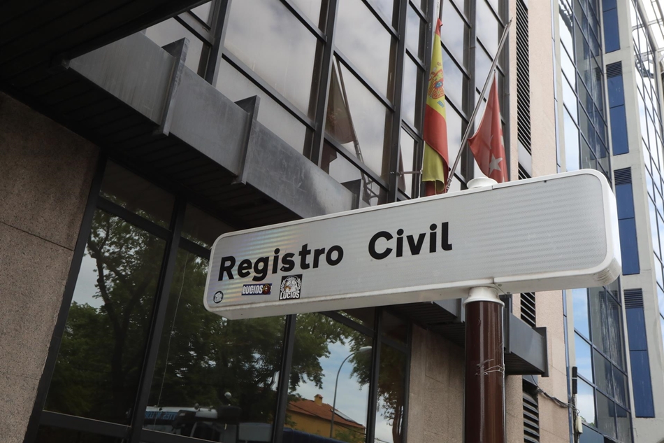 Letrero indicativo de un Registro Civil de Madrid. Foto: EP