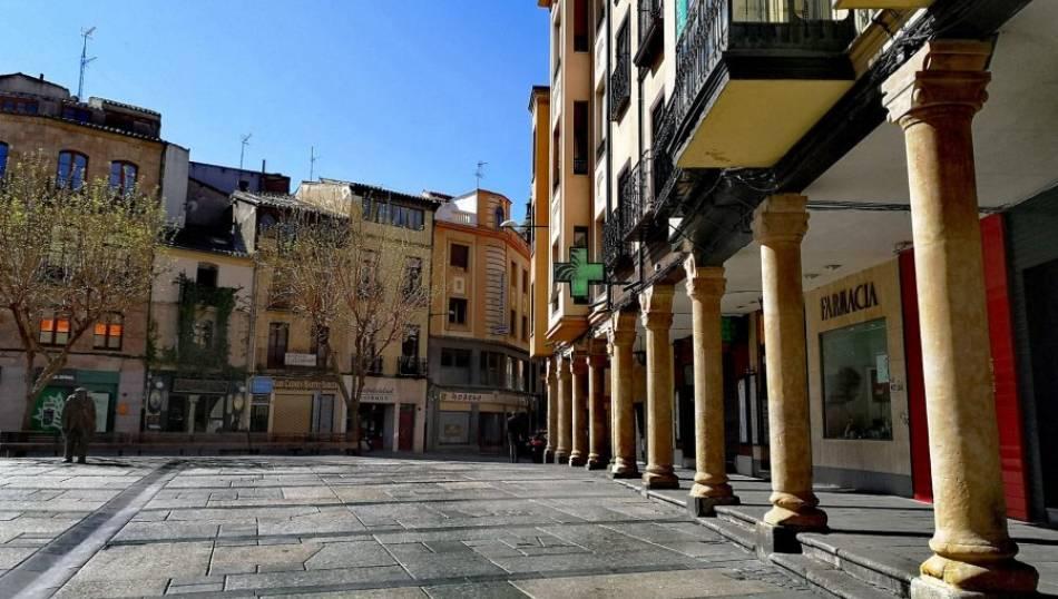 Salamanca en estado de alarma, plaza del Corrillo. Foto de Emiliano Cruz Martín