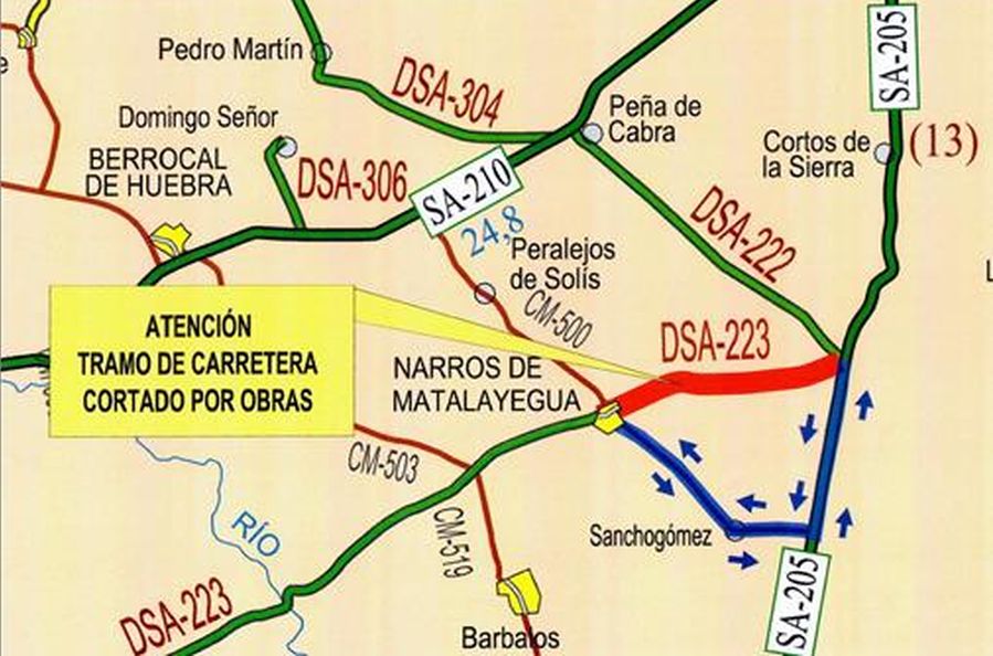 Foto 1 - Cerrada hasta el 12 de noviembre la carretera DSA-223 en Narros de Matalayegua