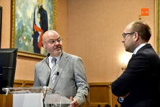 Vicepresidente de Câmara Municipal de Almeida y Alcalde de Ciudad Rodrigo durante la presentación de la Escuela de Hostelería Rayana