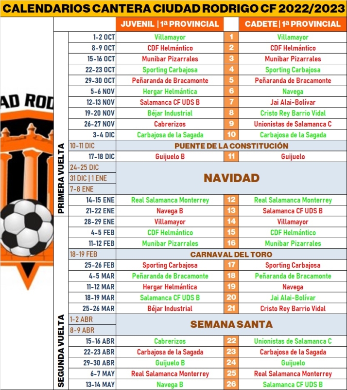 El Juvenil y el Cadete del Ciudad Rodrigo CF ya tienen calendarios para la temporada 2022/2023 | Imagen 1