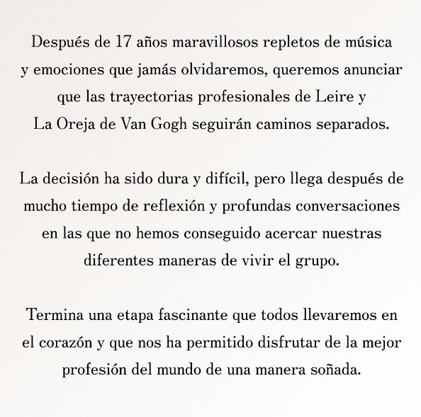 'La Oreja de Van Gogh' se rompe: Leire se va tras 17 a&ntilde;os y este es su comunicado  | Imagen 1