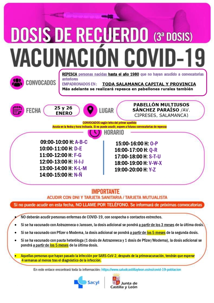 Nuevas convocatorias de vacunaciones en Salamanca para los nacidos entre 1983 y 1985 | Imagen 1