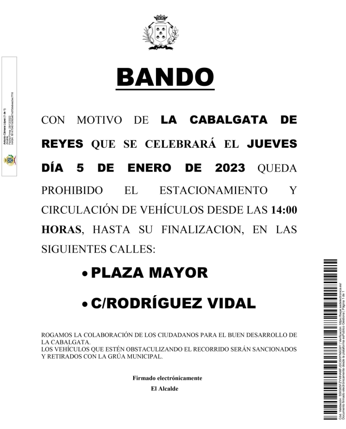 El Ayuntamiento de B&eacute;jar publica los cortes de calles con motivo de la Cabalgata de Reyes | Imagen 4