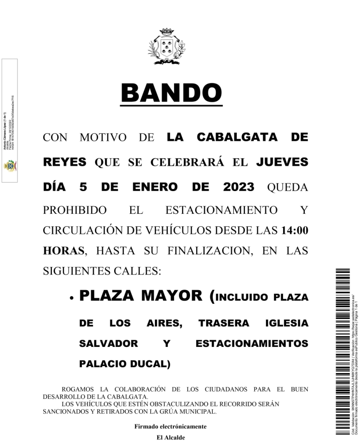 El Ayuntamiento de B&eacute;jar publica los cortes de calles con motivo de la Cabalgata de Reyes | Imagen 2