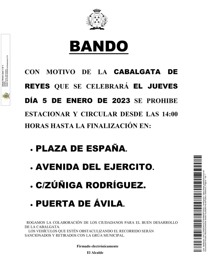 El Ayuntamiento de B&eacute;jar publica los cortes de calles con motivo de la Cabalgata de Reyes | Imagen 6