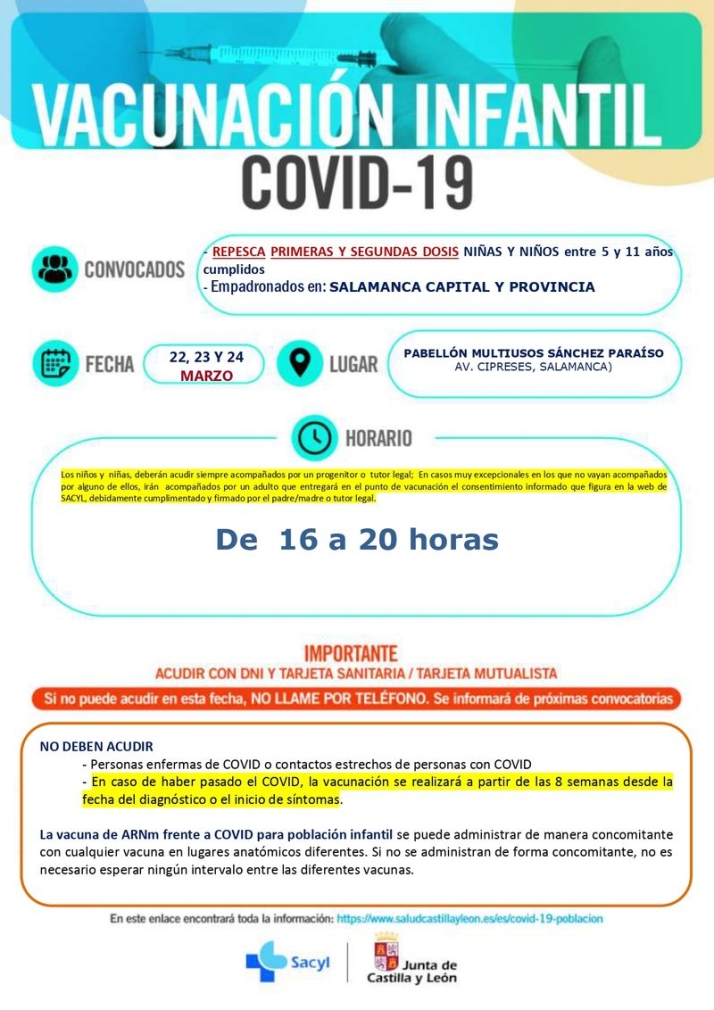 Aviso para familias con ni&ntilde;os y ni&ntilde;as de 5 a 11 a&ntilde;os, pendientes de la vacunaci&oacute;n frente al coronavirus | Imagen 1