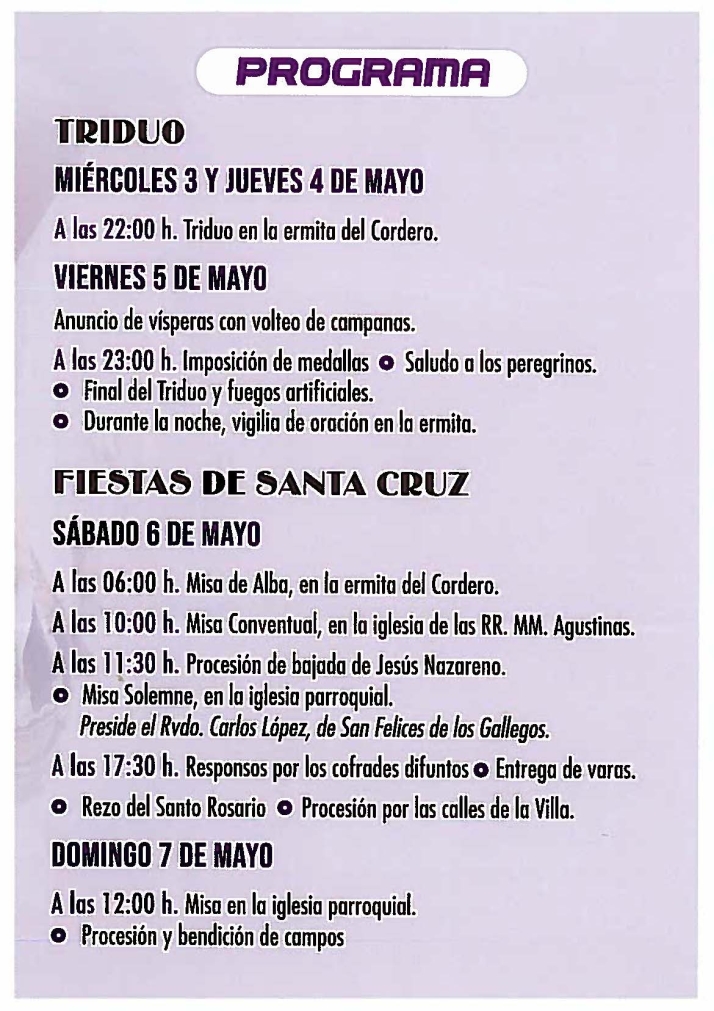 San Felices de los Gallegos vivir&aacute; con gran devoci&oacute;n las fiestas de Santa Cruz  | Imagen 1