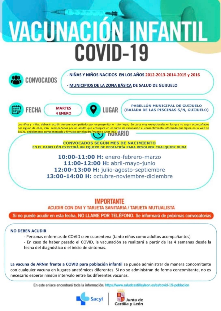 Nueva jornada de vacunaci&oacute;n infantil en Guijuelo el pr&oacute;ximo martes, 4 de enero | Imagen 1