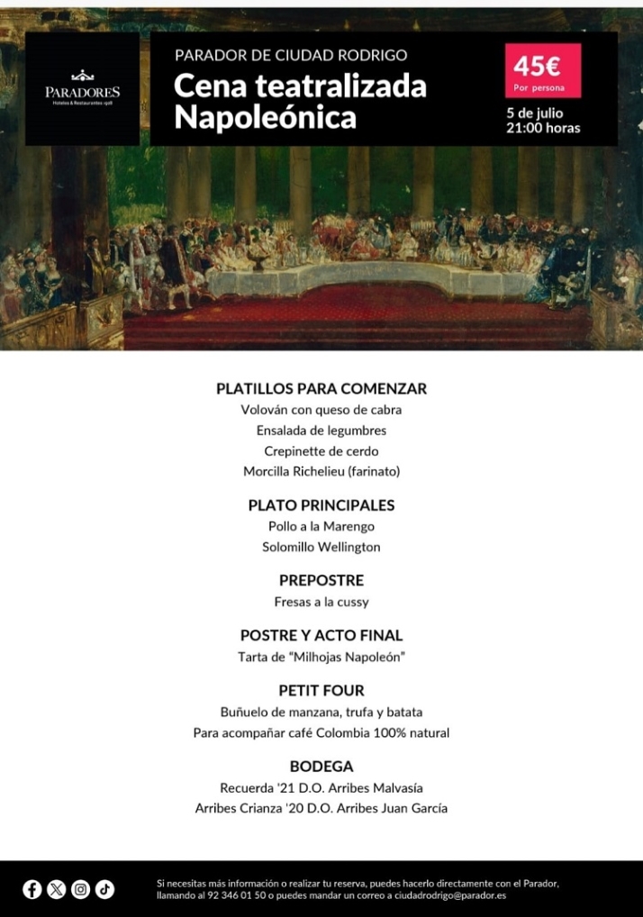 El Parador programa una cena teatralizada napole&oacute;nica para el 5 de julio | Imagen 1