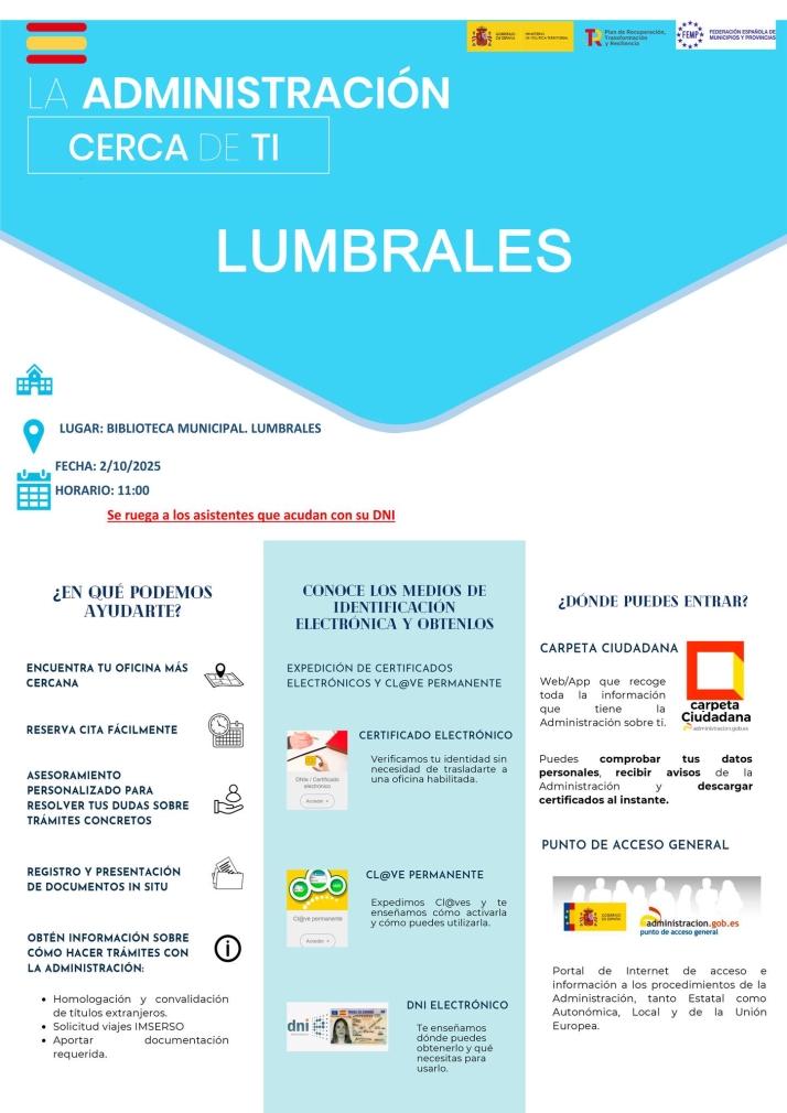 Lumbrales organiza un taller gratuito para aprender a realizar trámites con la administración electrónica | Imagen 1