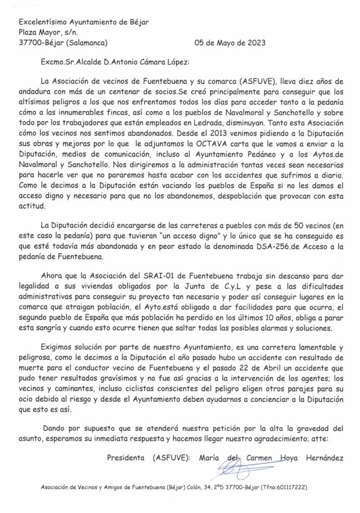 Los vecinos de Fuentebuena piden a la Diputaci&oacute;n una soluci&oacute;n a la carretera DSA-250 | Imagen 3