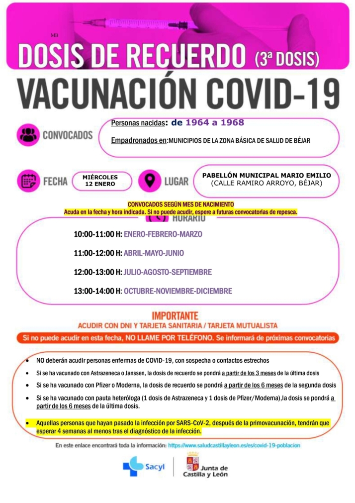 Nuevas convocatorias de vacunaciones en B&eacute;jar, Tamames y Guijuelo | Imagen 2