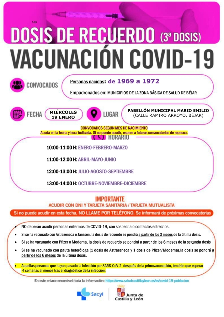 Nuevas convocatorias de vacunaciones en B&eacute;jar, Tamames y Guijuelo | Imagen 3