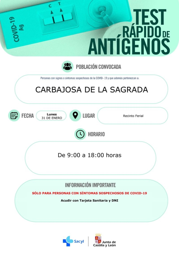 Nueva cita de test de ant&iacute;genos, r&aacute;pidos y gratuitos, en Carbajosa, Santa Marta y Villares de la Reina | Imagen 1