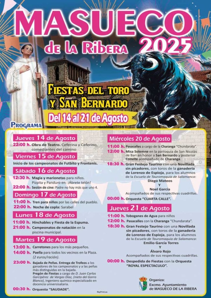 Ocho d&iacute;as de fiesta en Masueco: paella, verbenas y dos novilladas para honrar a San Bernardo | Imagen 1