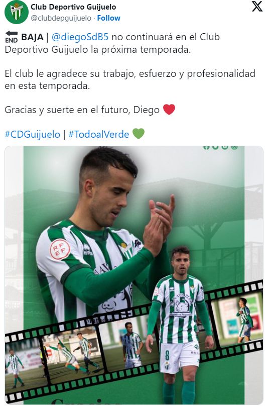 Diego Gonz&aacute;lez no contin&uacute;a en el CD Guijuelo y se va al Compostela; Pica, tambi&eacute;n se va | Imagen 1