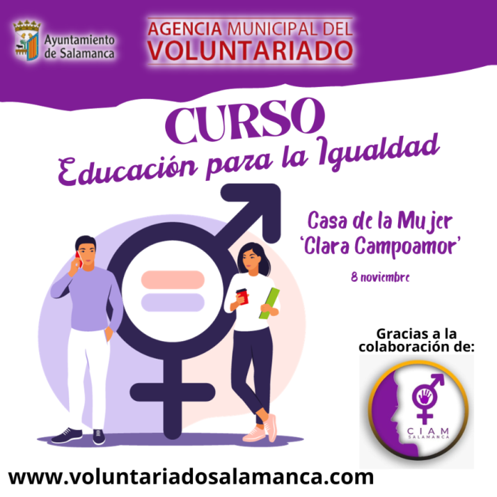 El Ayuntamiento de Salamanca oferta un curso gratuito de formaci&oacute;n de voluntariado sobre igualdad de oportunidades entre hombres y mujeres | Imagen 1