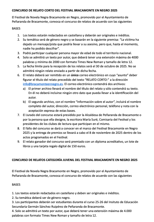 El Festival Bracamonte en Negro convoca sus concursos de relatos. Estas son las bases | Imagen 1