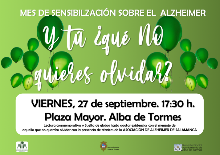 Acto de sensibilizaci&oacute;n por el mes del Alzheimer con suelta de globos y lectura conmemorativa | Imagen 1