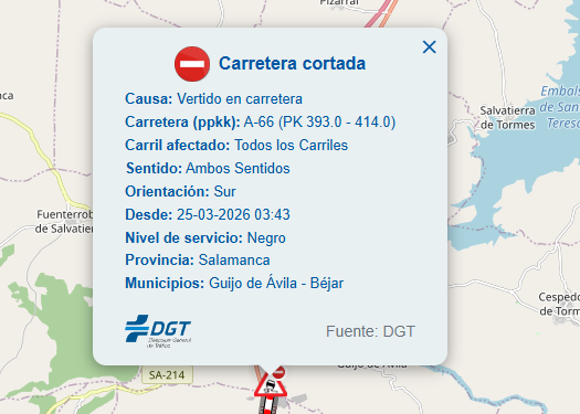 Cortada la A-66 por la fuga de gas en Fuentes de B&eacute;jar | Imagen 2