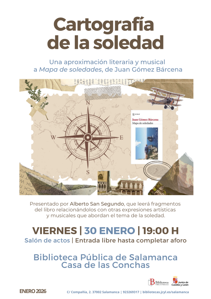 La Casa de las Conchas acoger&aacute; una aproximaci&oacute;n literaria y musical a Mapa de soledades, libro de Juan G&oacute;mez B&aacute;rcena | Imagen 1