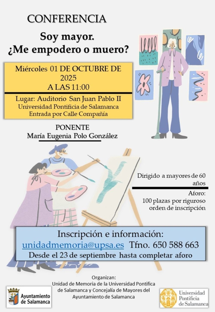 &lsquo;Soy mayor. &iquest;Me empodero o muero?&rsquo;, conferencia gratuita para mayores de 60 a&ntilde;os de Salamanca | Imagen 1
