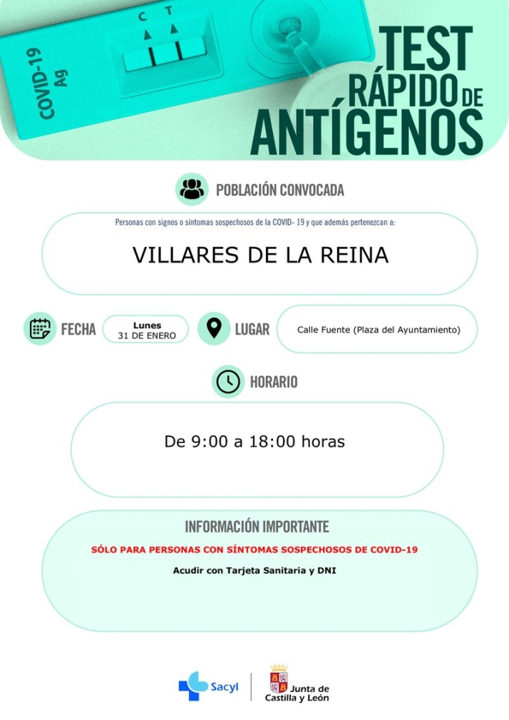 Nueva cita de test de ant&iacute;genos, r&aacute;pidos y gratuitos, en Carbajosa, Santa Marta y Villares de la Reina | Imagen 3