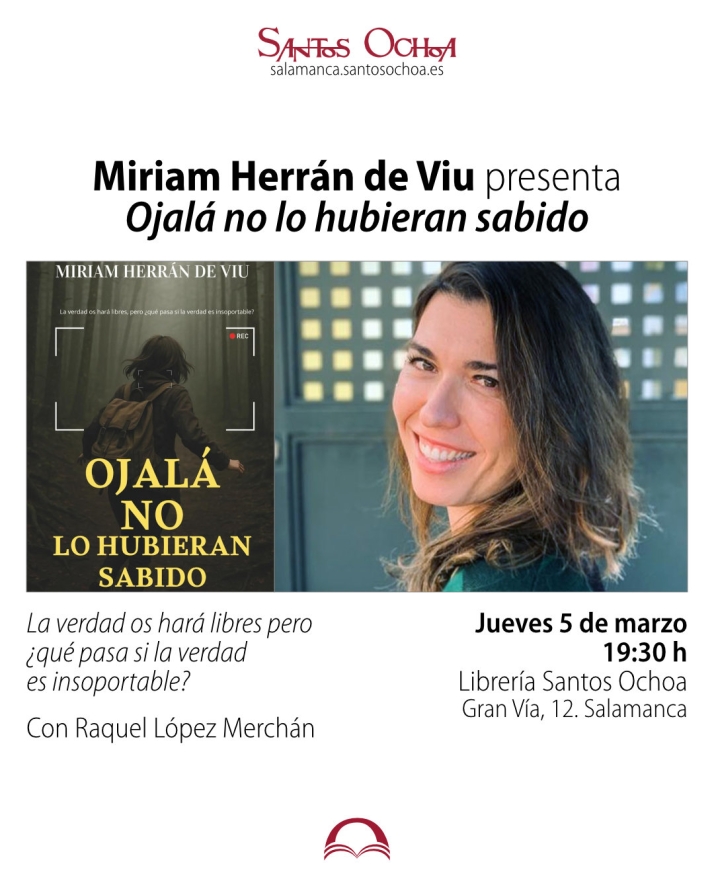 Miriam Herr&aacute;n de Viu presenta  en Salamanca su nuevo thriller 'Ojal&aacute; no lo hubieran sabido' | Imagen 1
