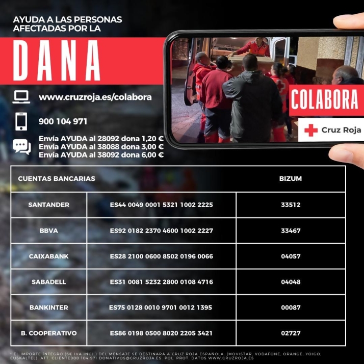 Cruz Roja habilita diferentes canales para aportar ayudas econ&oacute;micas a los afectados por la Dana | Imagen 1