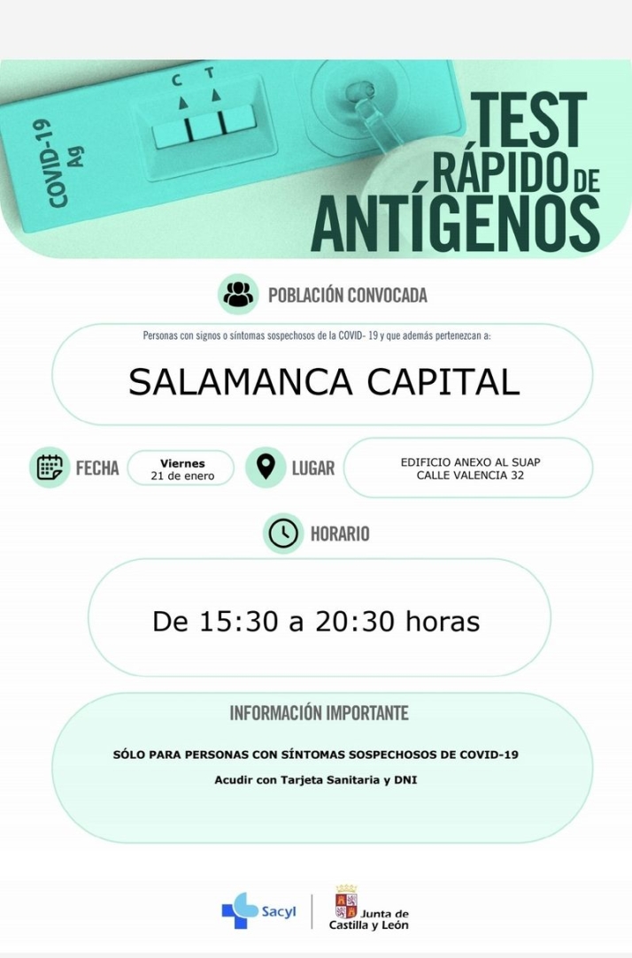 Test r&aacute;pidos y gratuitos de ant&iacute;genos para personas con s&iacute;ntomas de coronavirus en Salamanca capital | Imagen 1
