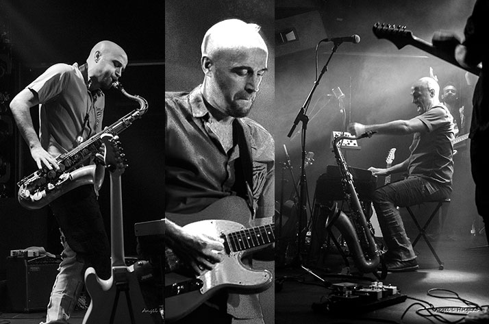 Fernando J&iacute;menez tocando saxo, guitarra, &oacute;rgano y Theremin (fotos: &Aacute;ngel Holgado)