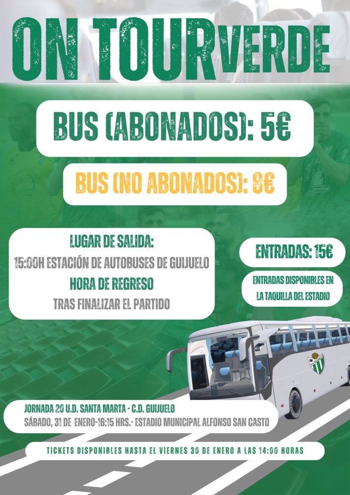 El CD Guijuelo organiza un viaje en autobús para que su afición le apoye en el derbi contra el Santa Marta | Imagen 1